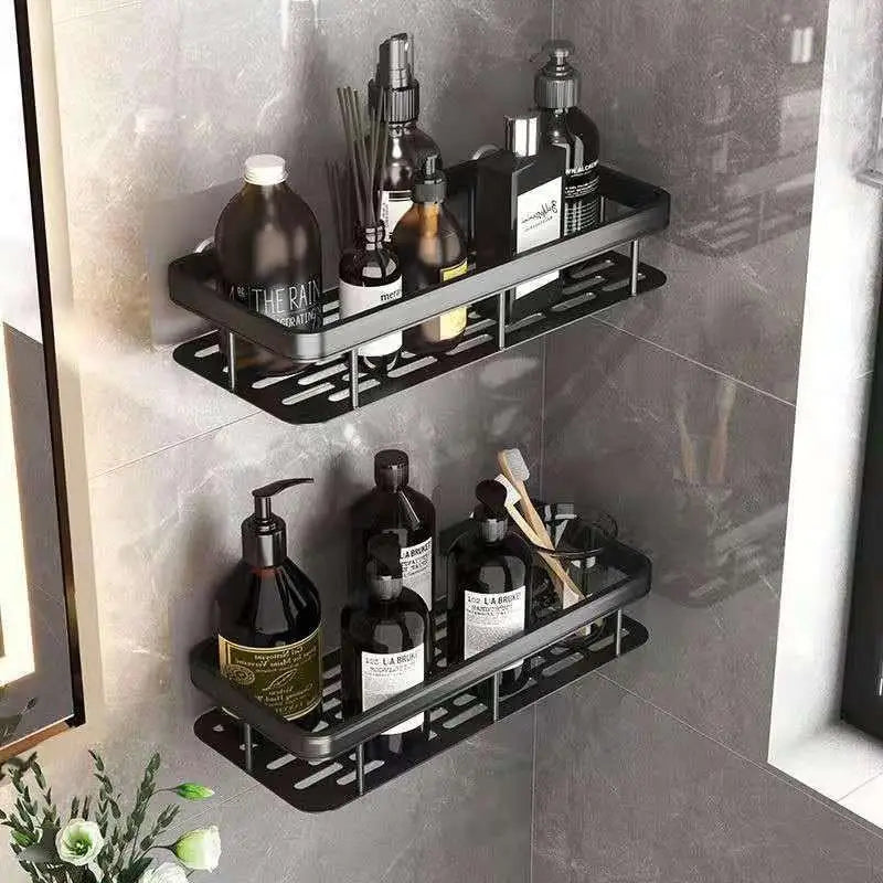 Wall-Mounted Corner Bathroom Shelf & Towel Rack