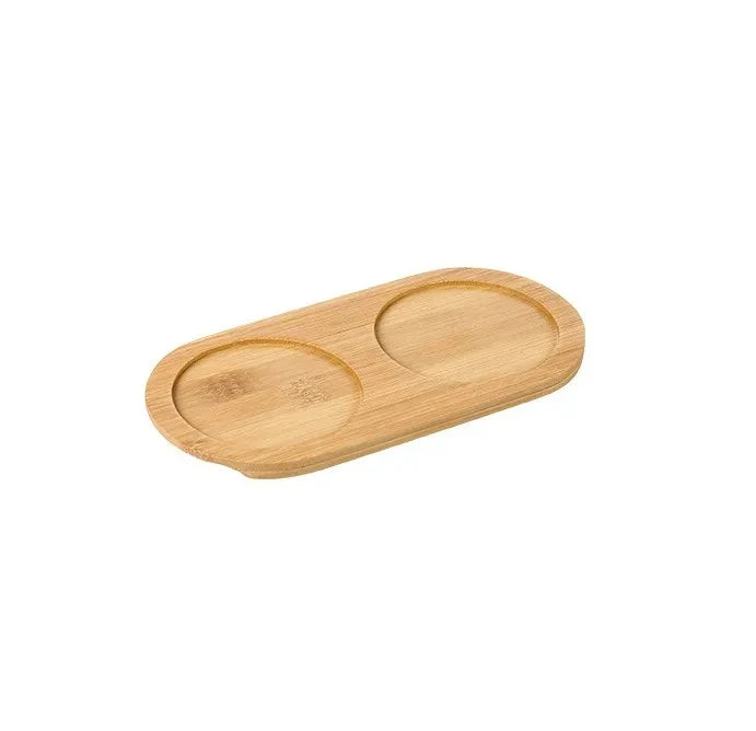 Ceramic Toothbrush Holder Set with Wood Base