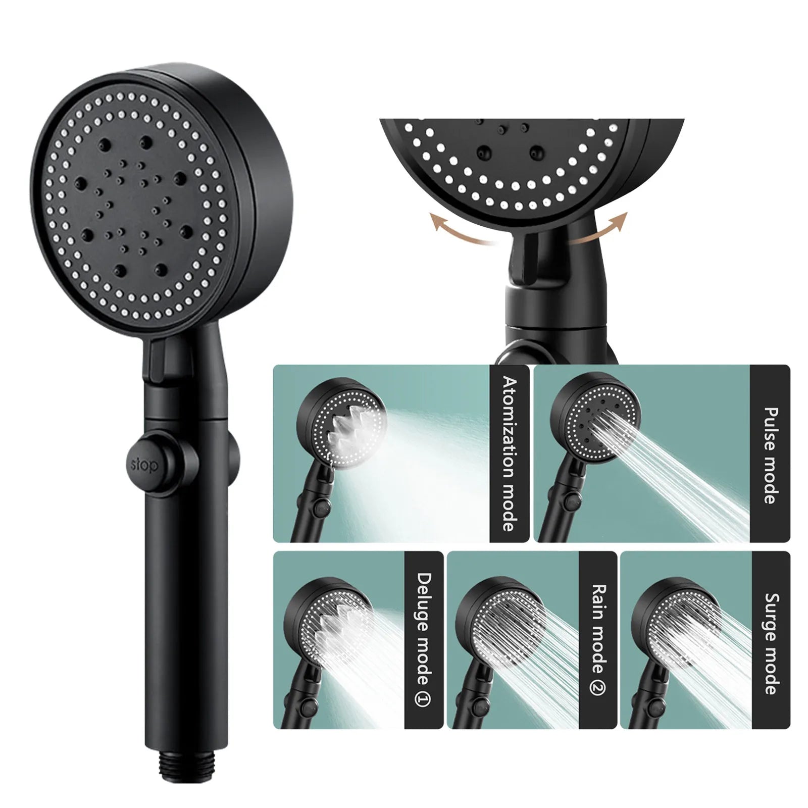 Multi-Function High Pressure Shower Head with ON/OFF Switch