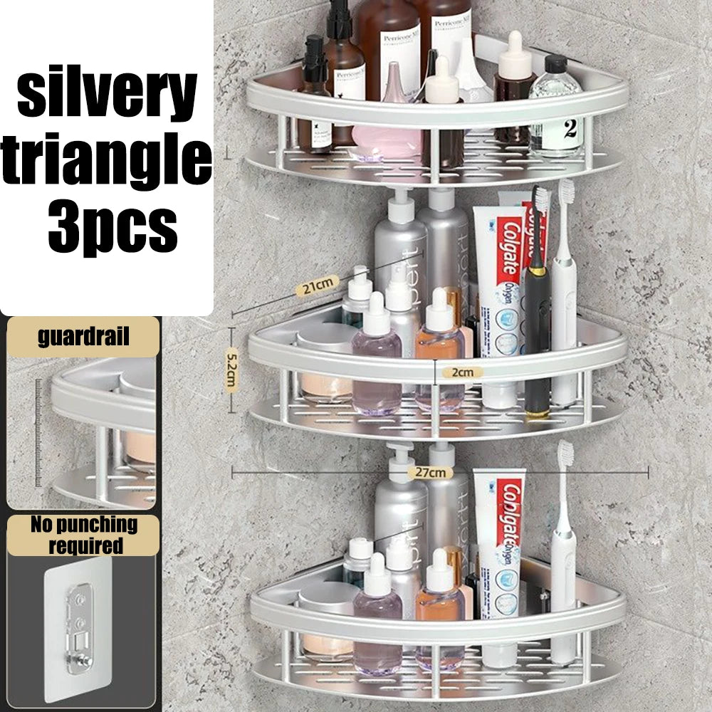 Wall-Mounted Corner Bathroom Shelf & Towel Rack