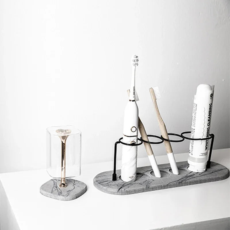 Toothbrush & Toothpaste Holder with Hygroscopic Base