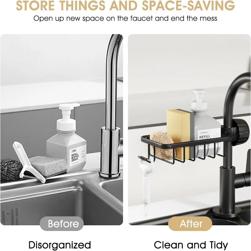 Adjustable Bathroom Faucet Storage Rack