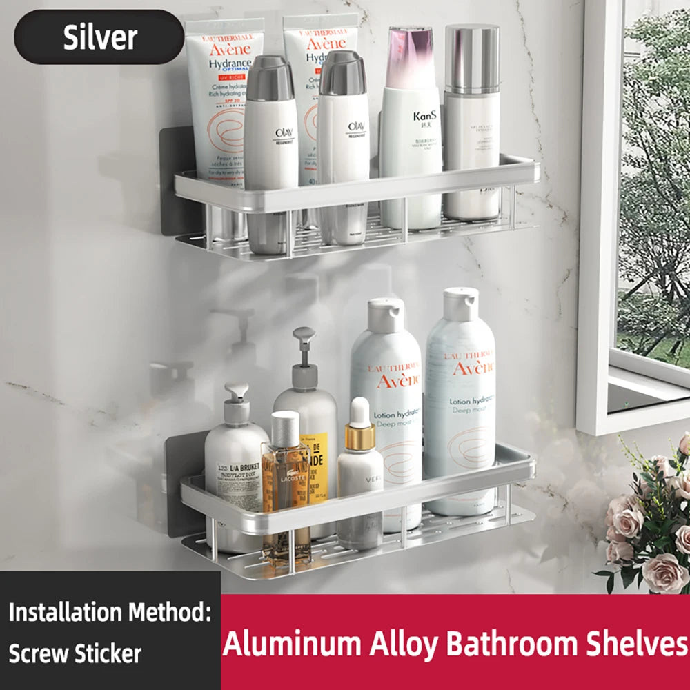 Wall-Mounted Corner Bathroom Shelf & Towel Rack