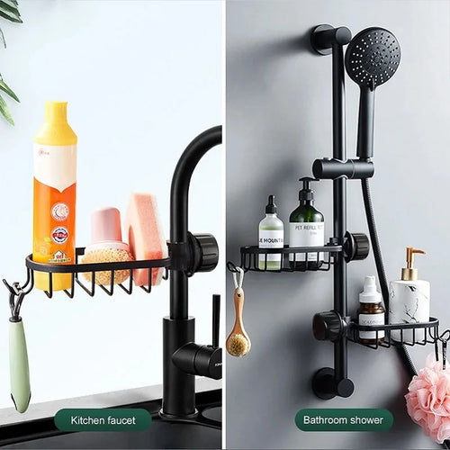 Adjustable Bathroom Faucet Storage Rack