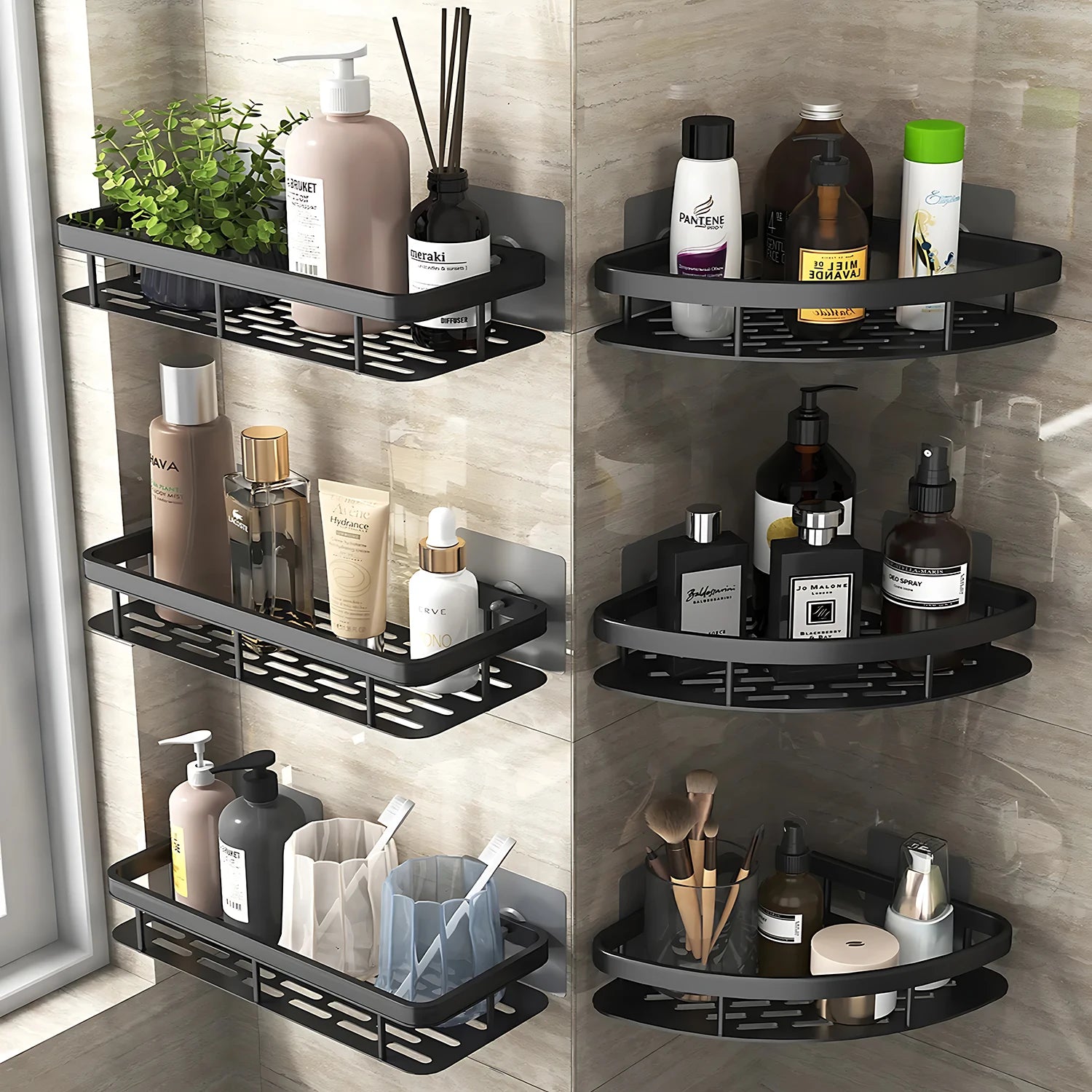 Wall-Mounted Corner Bathroom Shelf & Towel Rack