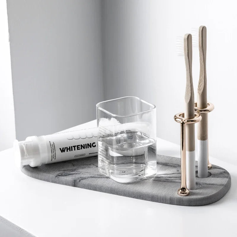Toothbrush & Toothpaste Holder with Hygroscopic Base