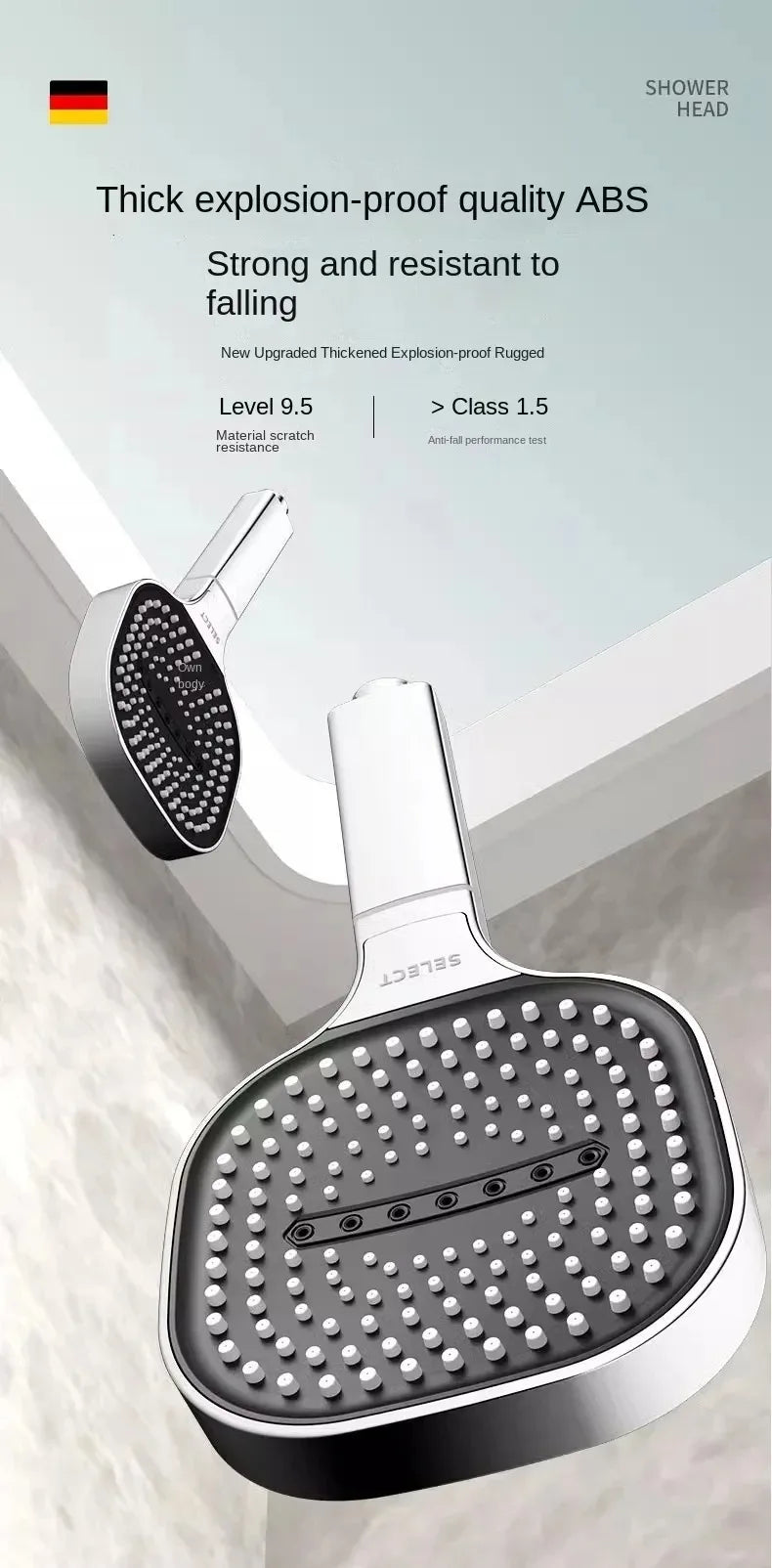 13CM Large Panel High Pressure Shower Head with Filter