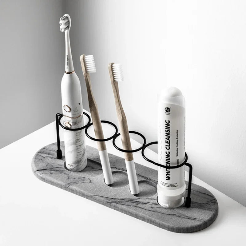 Toothbrush & Toothpaste Holder with Hygroscopic Base