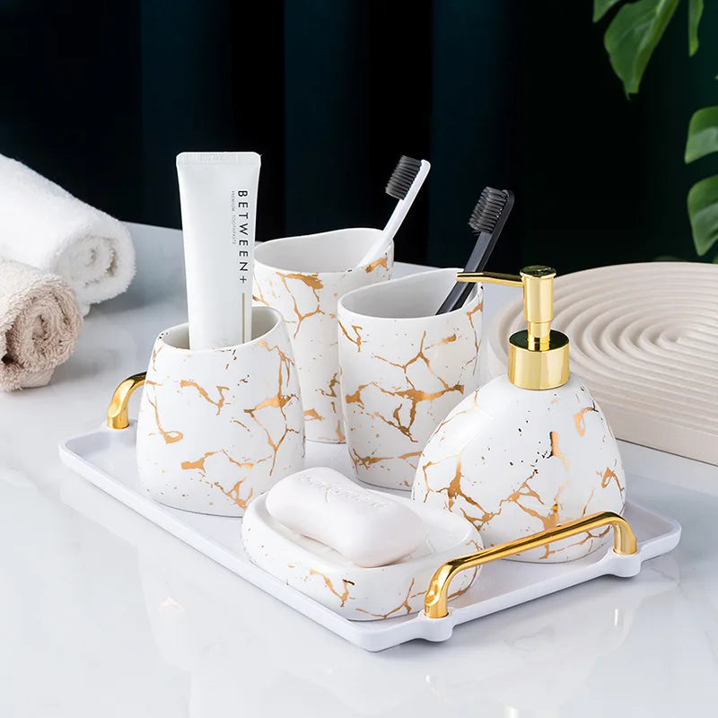 Ceramic Bathroom 5-Piece Set – Light Luxury Design