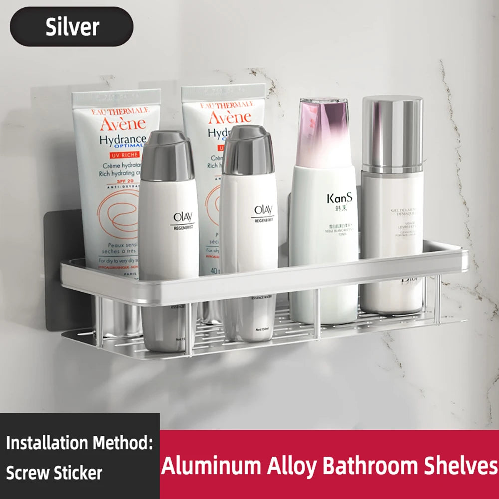 Wall-Mounted Corner Bathroom Shelf & Towel Rack