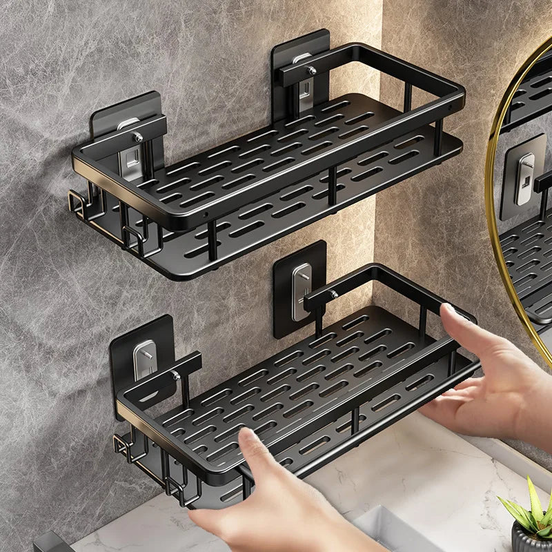 Wall-Mounted Corner Bathroom Shelf & Towel Rack