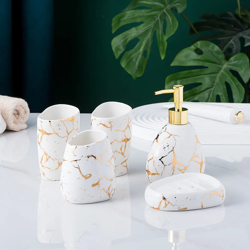 Ceramic Bathroom 5-Piece Set – Light Luxury Design