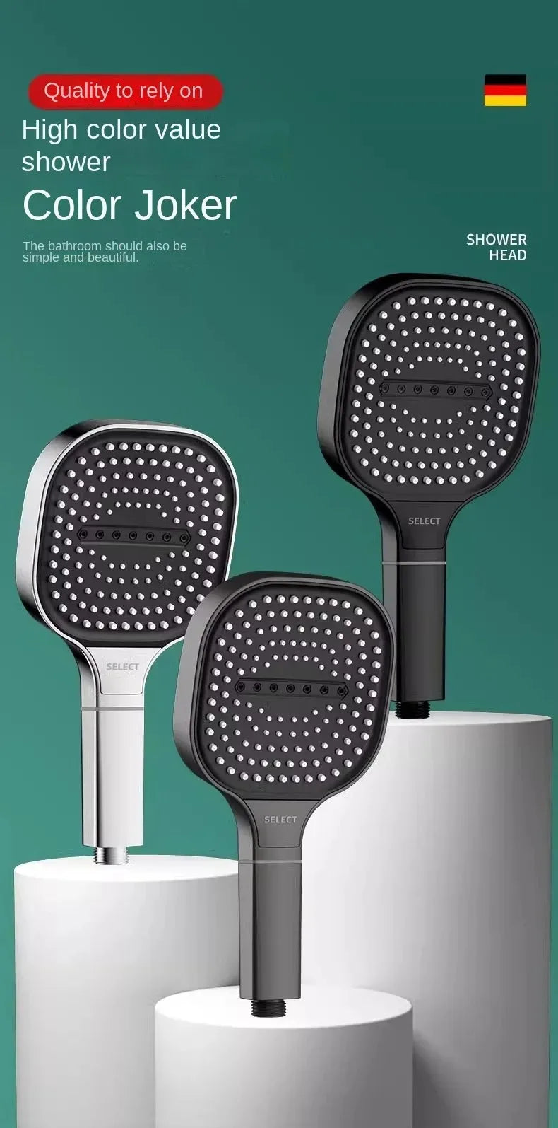 13CM Large Panel High Pressure Shower Head with Filter