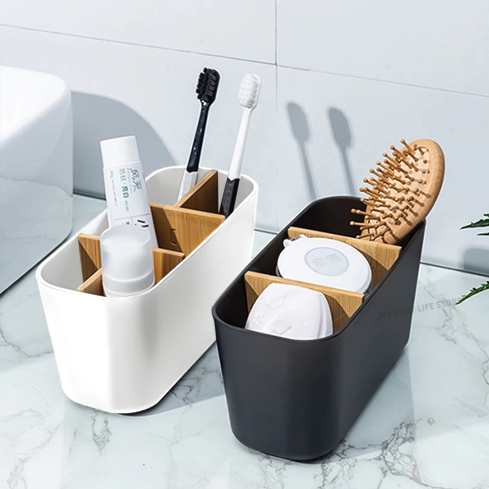 Bamboo Electric Toothbrush & Razor Organizer